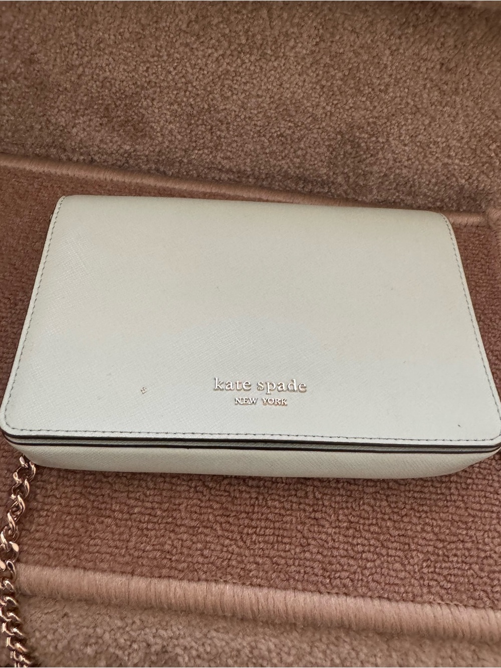 kate spade cream crossbody with gold chain
